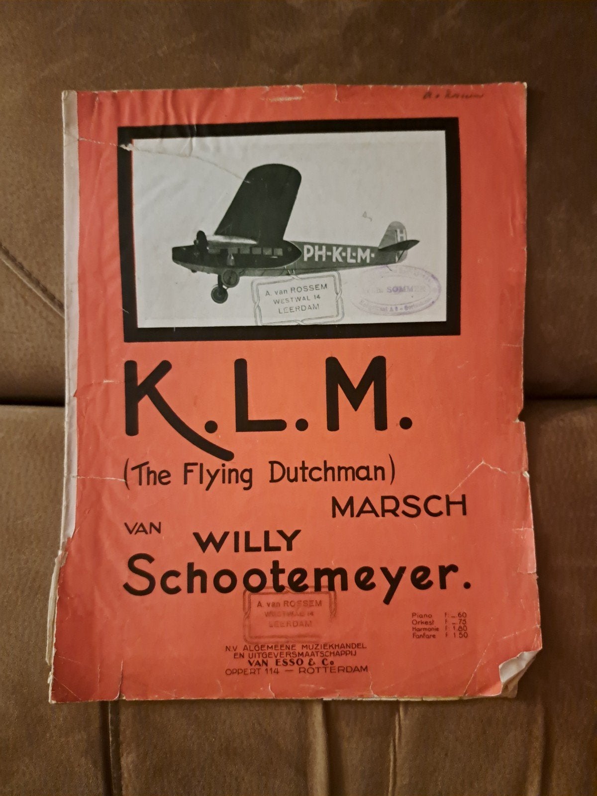 KLM (The Flying Dutchman) Marsch. Willy Schootemeyer bladmuz, Gebruikt, Overige genres, Overige soorten, Ophalen of Verzenden