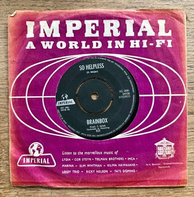 Brainbox - To You NEDERBEAT, Gebruikt, 7 inch, Pop, Beschermende buitenhoes
