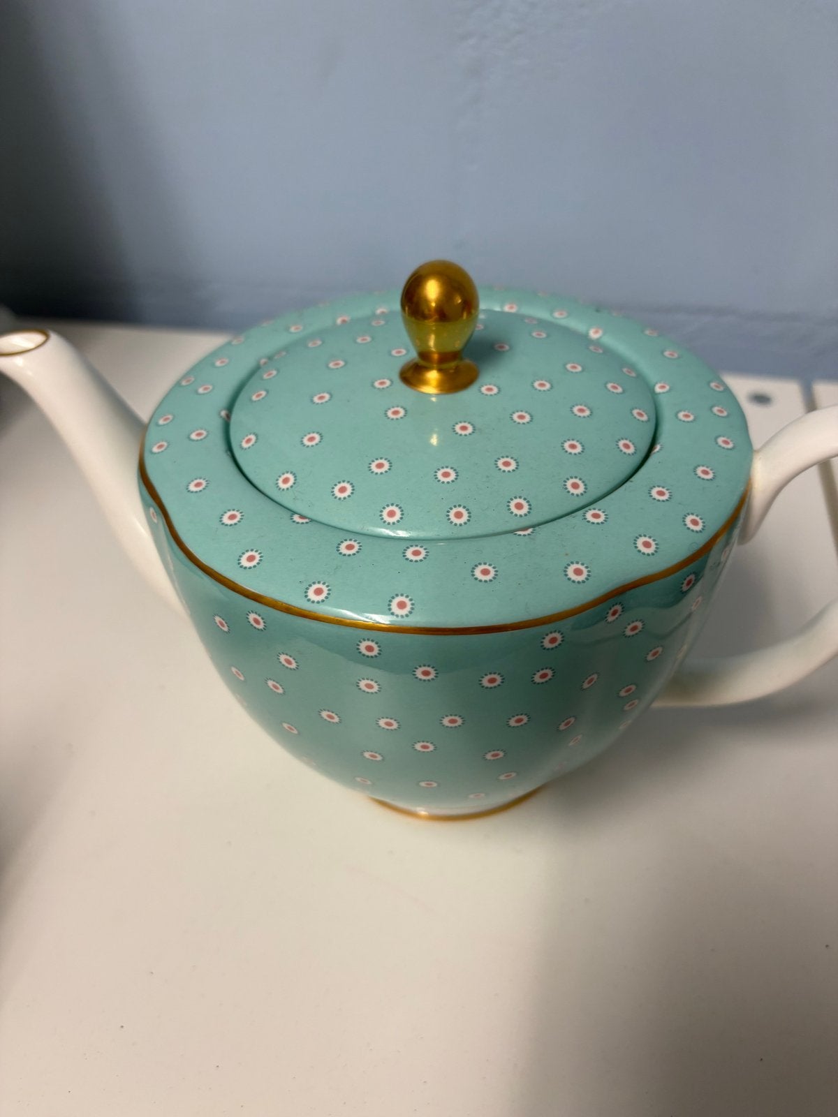 Vintage Wedgwood Polka Dot Theepot - Mintgroen, Ophalen of Verzenden