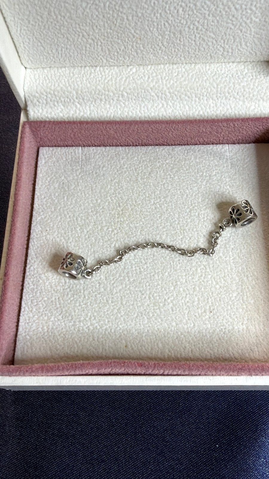Originele Pandora Moments Veiligheidsketting Bloemen 7 cm, Ophalen of Verzenden, Zo goed als nieuw, Zilver, Pandora