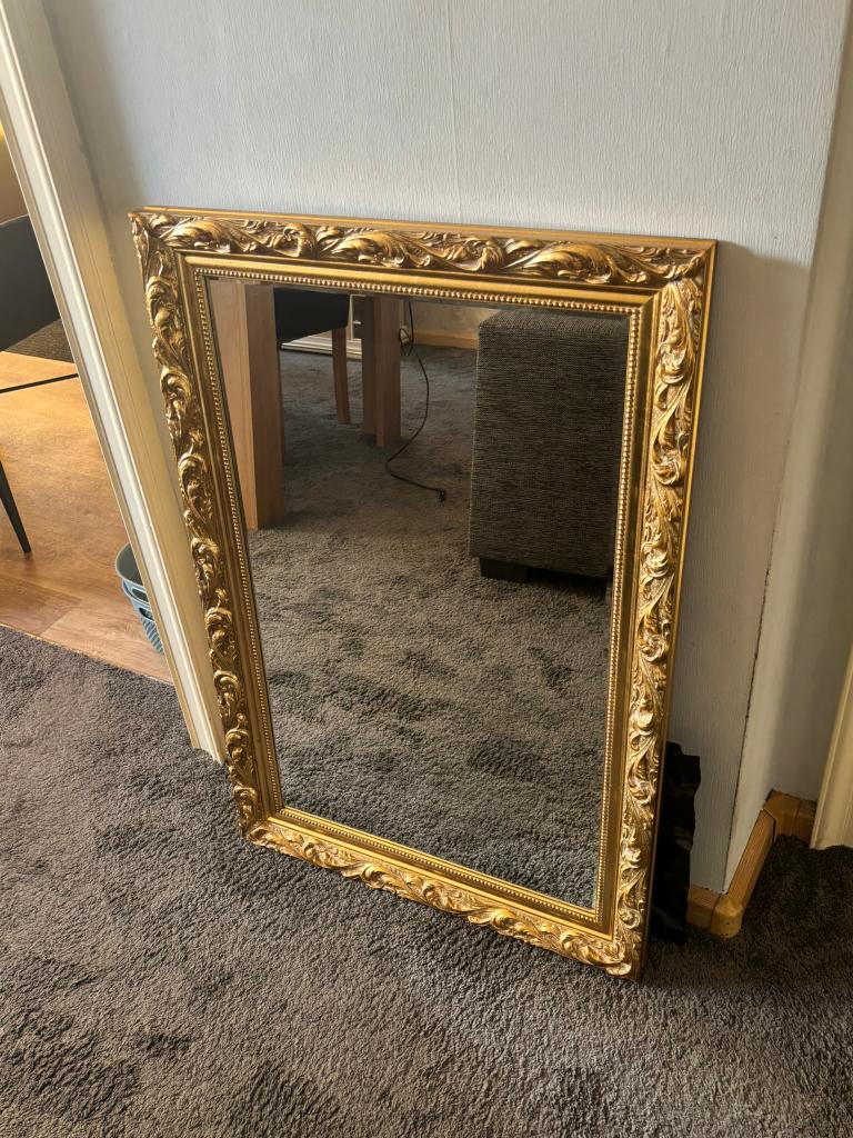 Spiegel met gouden rand, Ophalen, Minder dan 50 cm, Gebruikt, Minder dan 100 cm