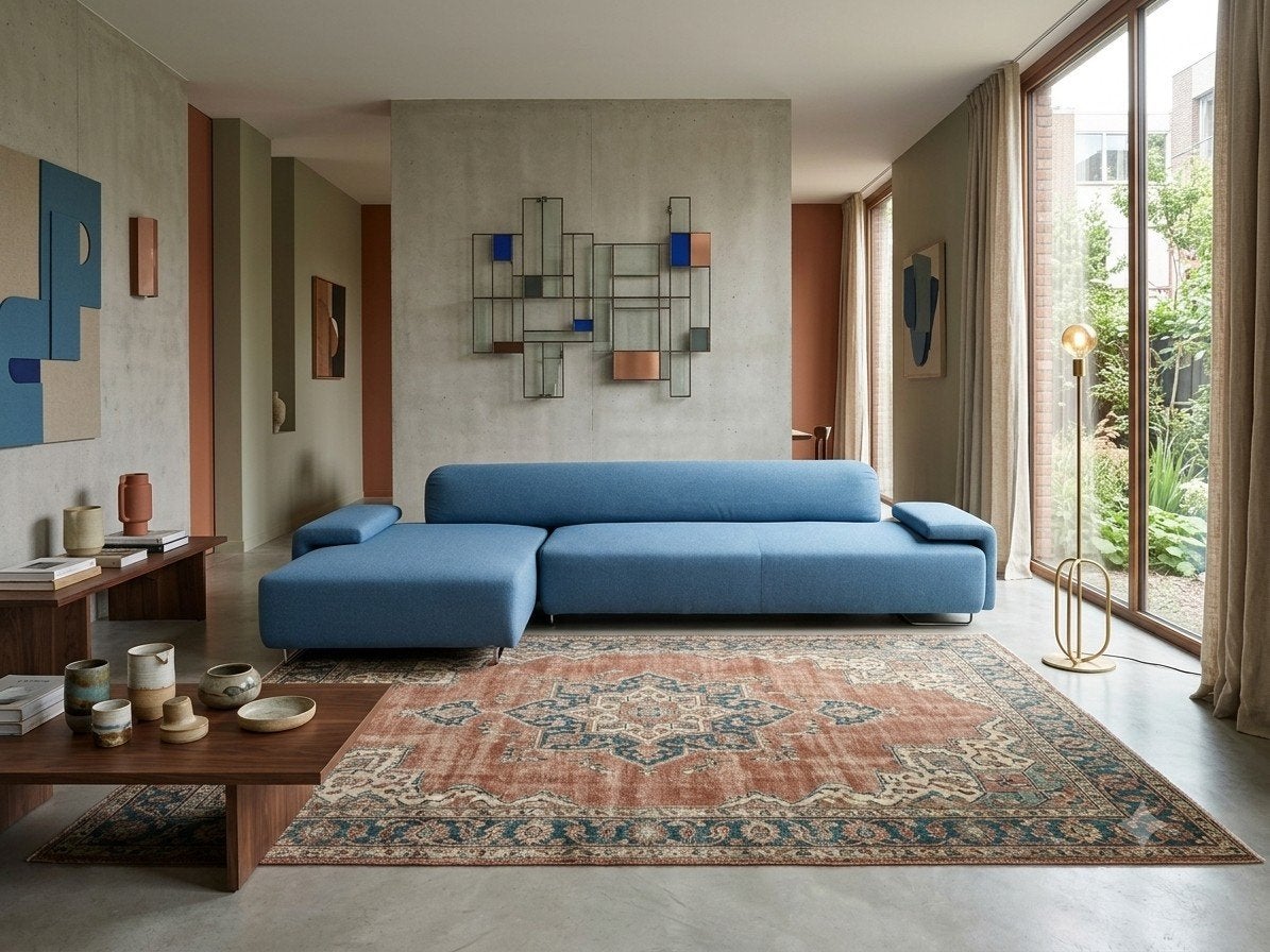 Moroso Lowland | Hoekbank | Opnieuw bekleed | Blauw wol, Modern design refurbished Italiaans design, Moroso, Info@andriesign.nl