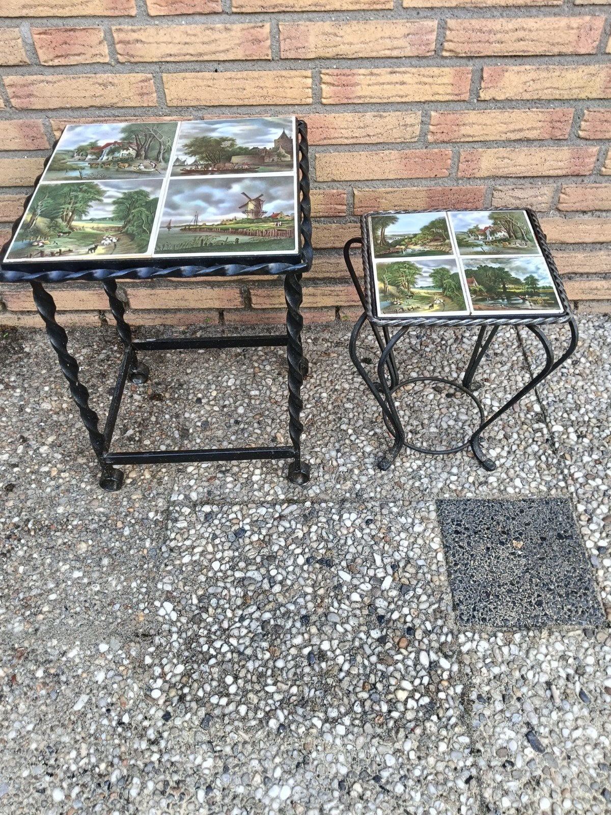 Vintage smeedijzeren meubels en decoratie met tegels, Ophalen