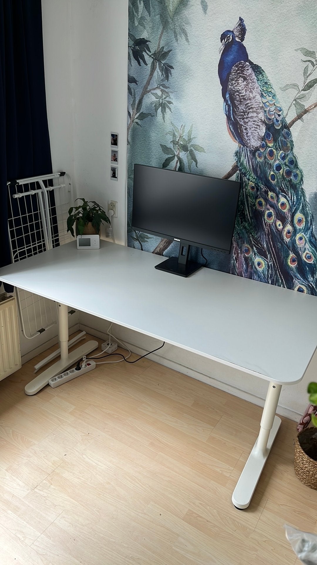 Ikea bureau wit (160x80cm), Huis en Inrichting, Bureaus, Ophalen, Gebruikt, In hoogte verstelbaar, IKEA