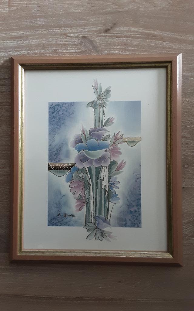 Aquarel bloemen (abstract), Huis en Inrichting, Minder dan 50 cm, Nieuw, Ophalen of Verzenden, Schilderij