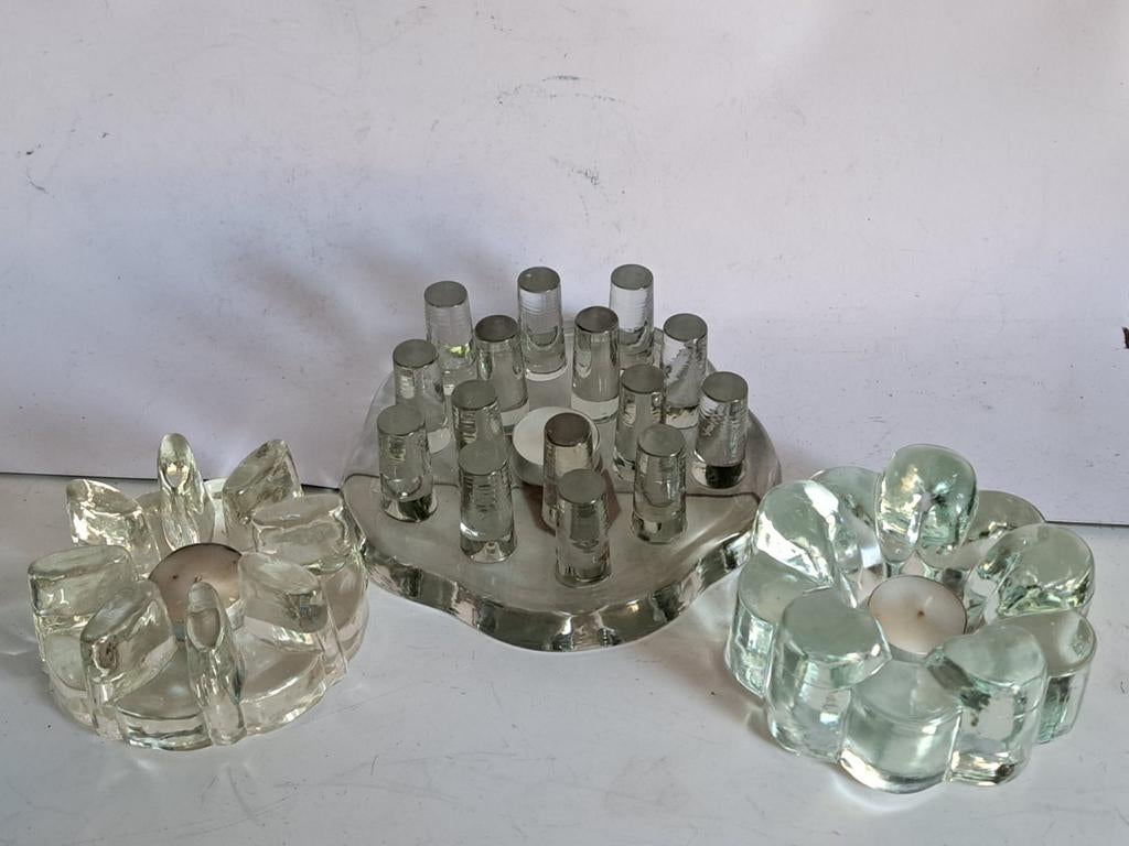 3 Vintage Glashütte theelichten - Glas, Ophalen of Verzenden, Glas