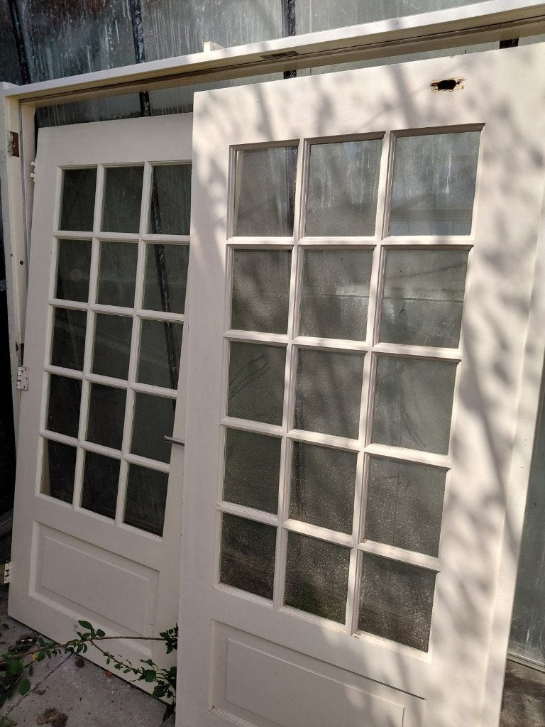 hardhouten openslaande deuren met kozijn, Doe-het-zelf en Verbouw, Kozijnen en Schuifpuien, Gebruikt, Deurkozijn, 150 tot 225 cm