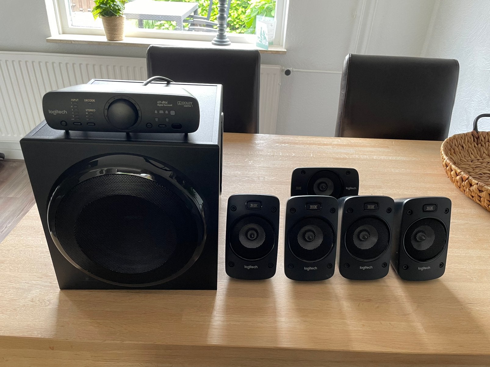 Logitech Z906 5.1 speakerset 500 watt RMS, Zo goed als nieuw, Complete surroundset, 120 watt of meer, Ophalen