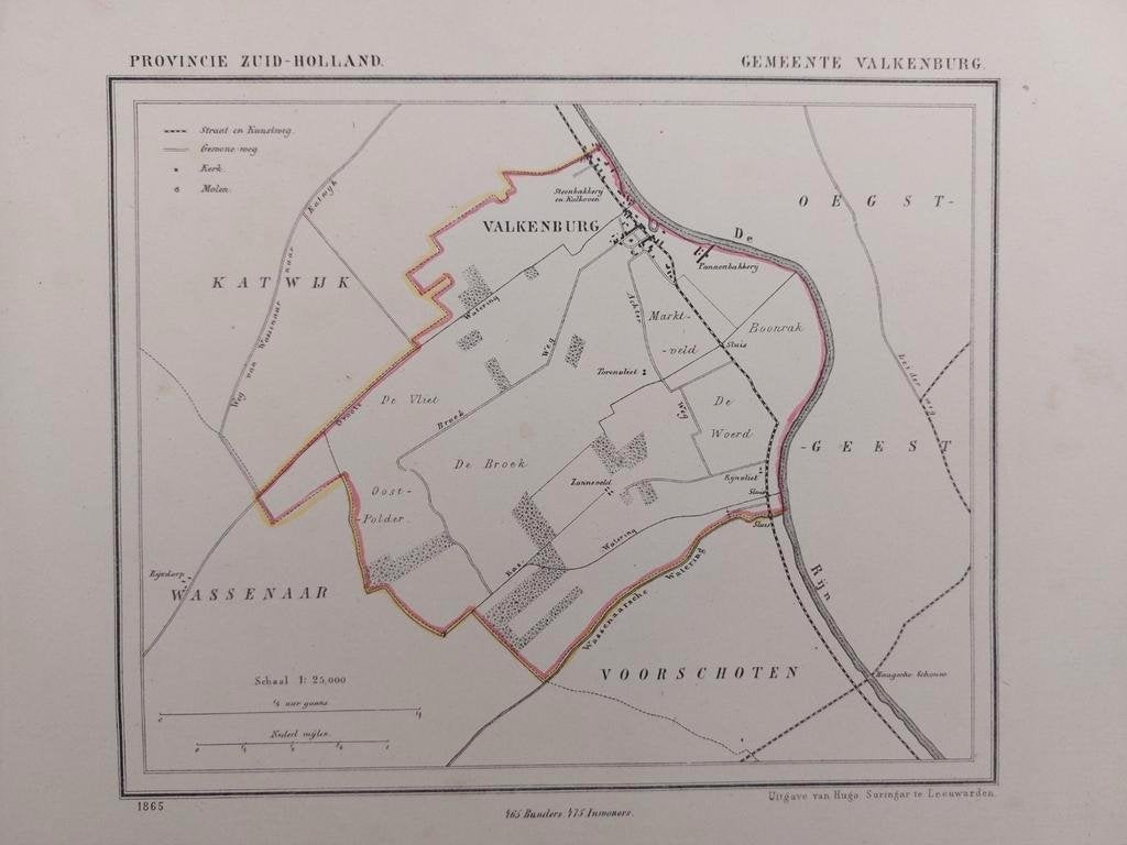 181 / Litho uit 1865 door J. Kuyper van Valkenburg ZH, Ophalen of Verzenden