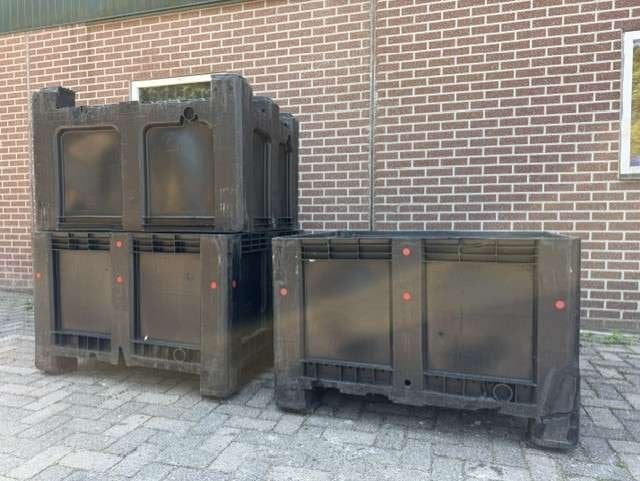 Zwart/Antracieten kunststof palletbox bak/box/opslag, Niet ingevuld, Gebruikt, 100 cm of meer, 60 cm of meer
