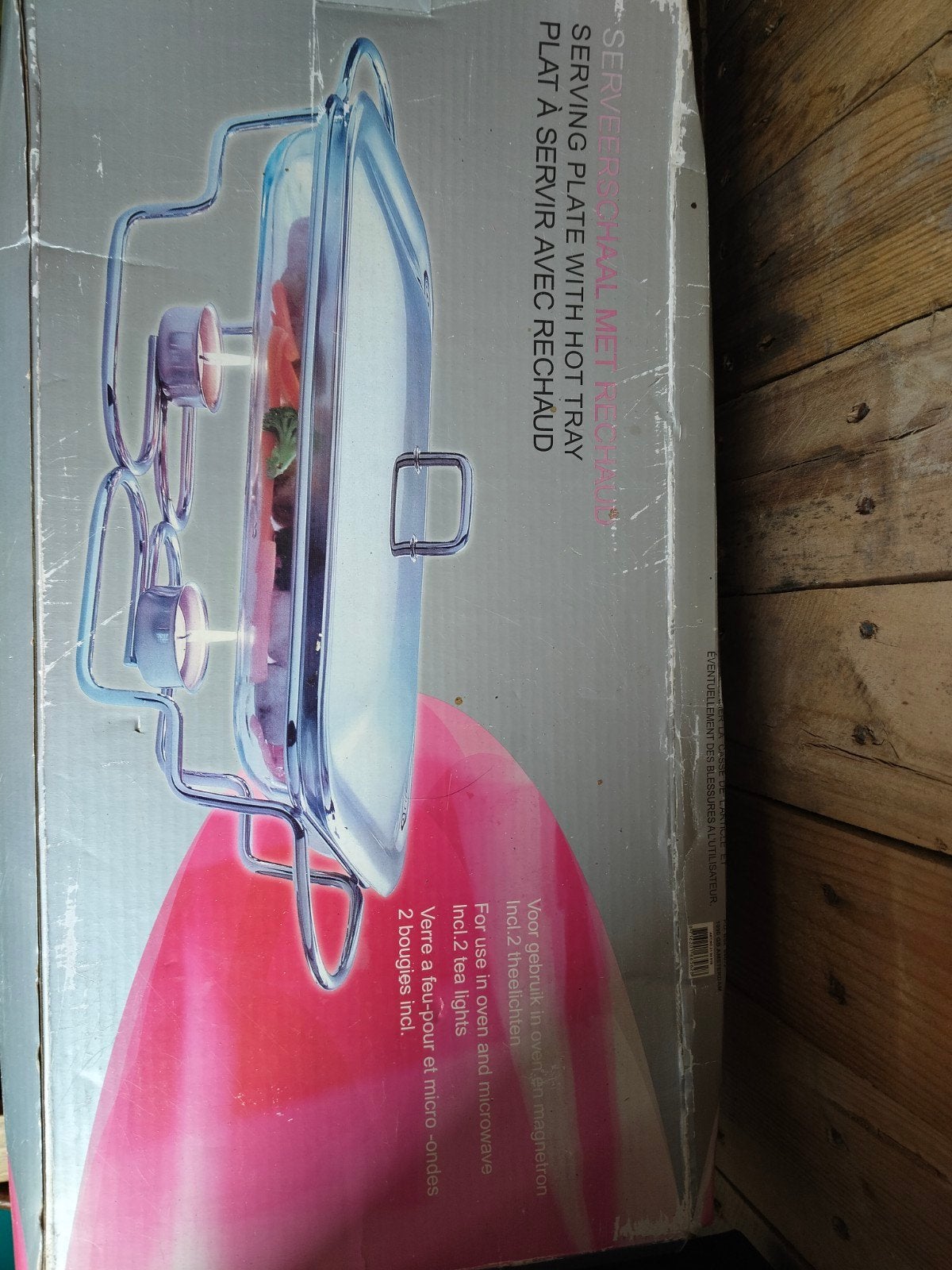 Serveerschaal met rechaud - nieuw in doos, Ophalen, Nieuw, Meerkleurig, Glas