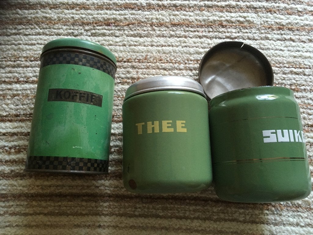 koffie thee suiker voorraad bus groen, Ophalen of Verzenden