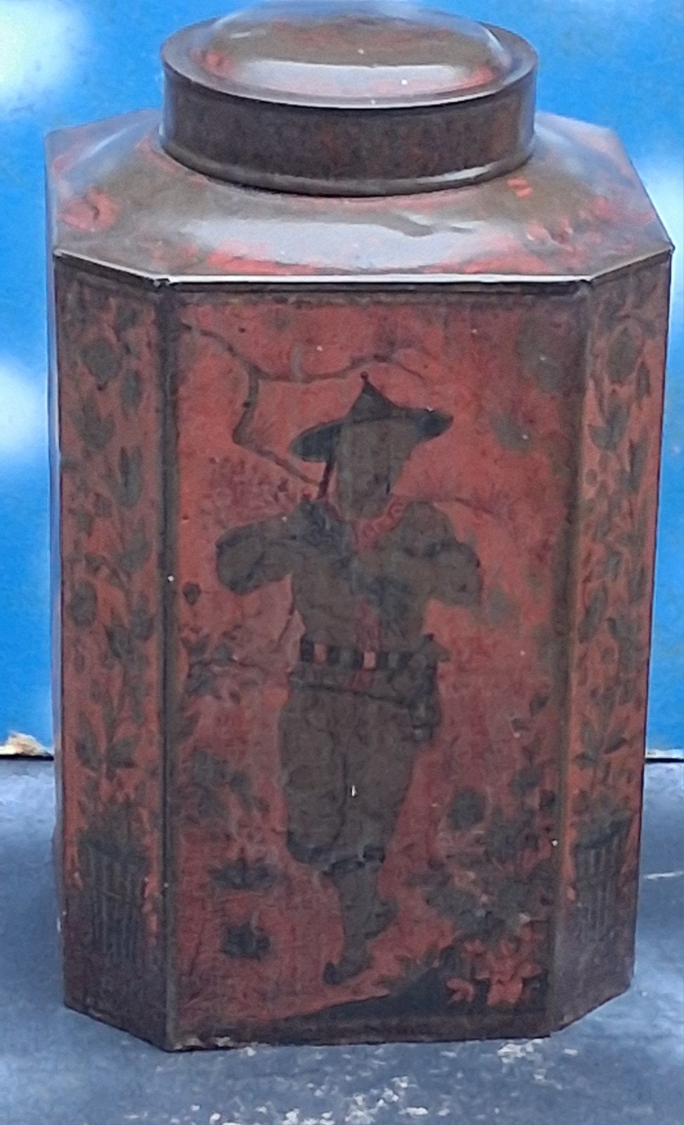 Chinees theeblik. Ca 1850/1875. 30 cm., Ophalen