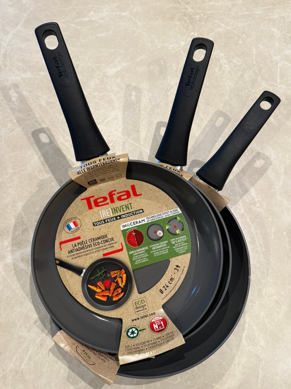 TEFAL koekenpan (2X) 24CM + Wokpan (1) 28CM, Huis en Inrichting, Koekenpan, Tefal, PFAS-vrij, Ophalen of Verzenden