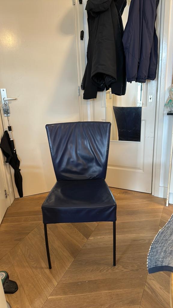 Montis Spica stoelen 4 stuks, Huis en Inrichting, Stoelen, Ophalen, Gebruikt, Blauw, Leer