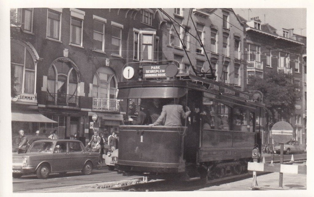 754L fotokaart Rotterdam Mathenesserlaan/Nwe Binnenweg tram, Ophalen of Verzenden, 1960 tot 1980, Ongelopen, Zuid-Holland