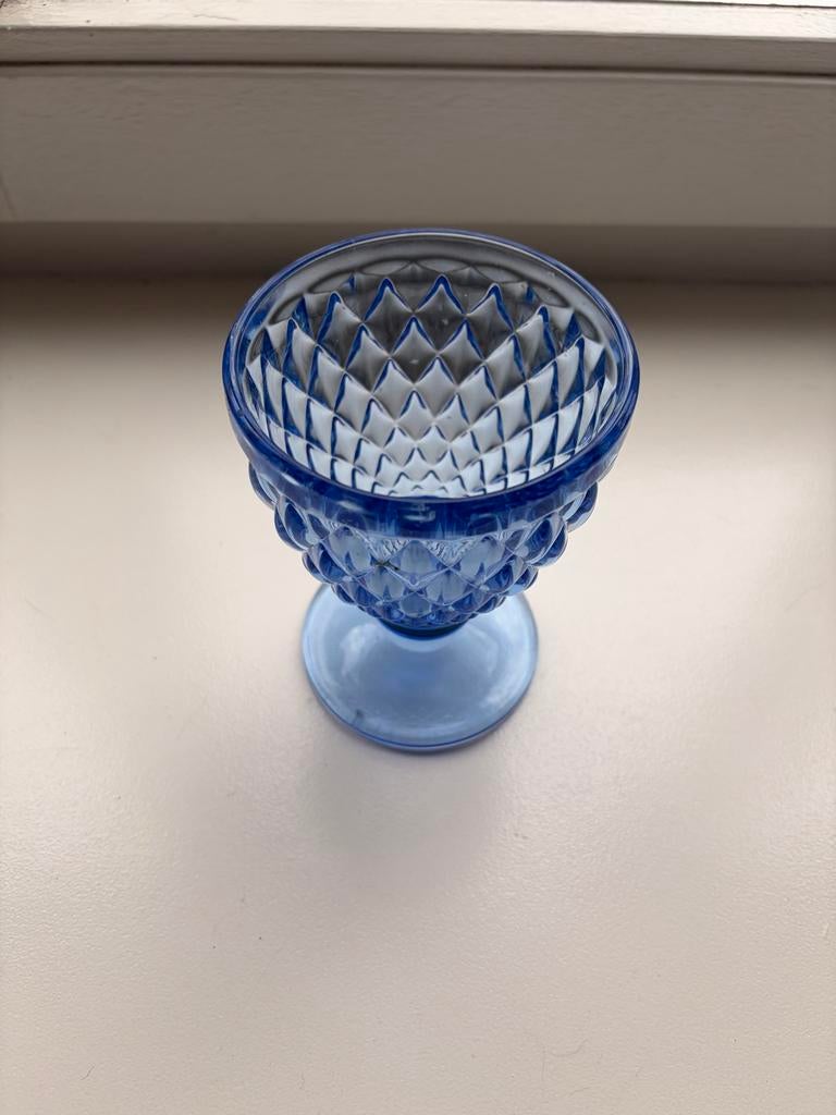 8 Stevige Blauwe Wijnglazen, Antiek en Kunst, Antiek | Glas en Kristal, Ophalen