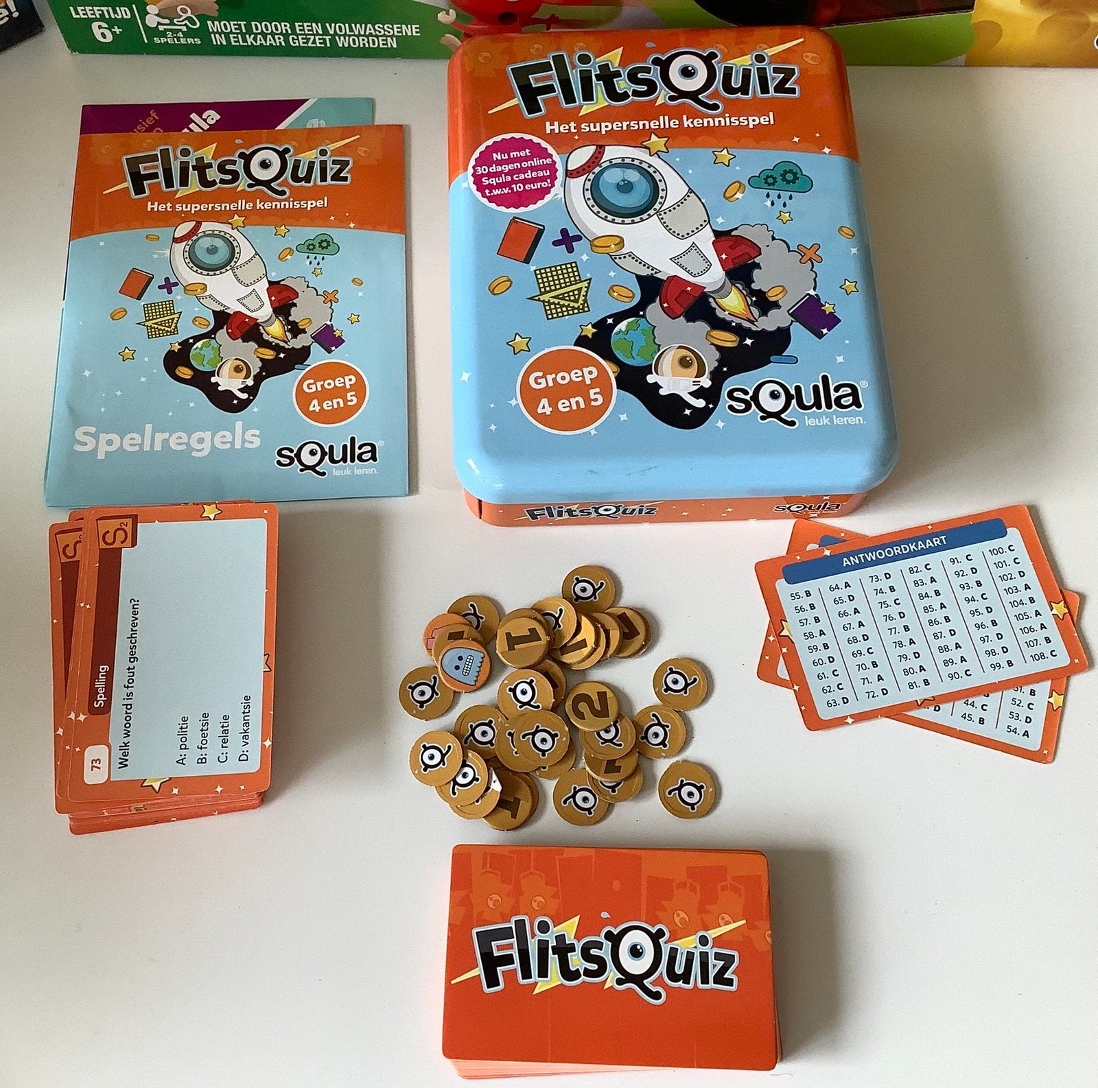 Z.g.a.n. sQula flitsquiz groep 4-5 - Educatief Kaartspel, Kinderen en Baby's, Ophalen, Zo goed als nieuw