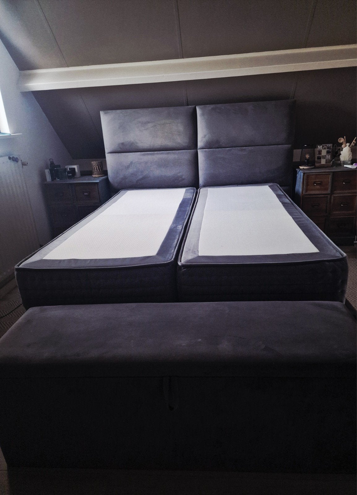 Swiss Sense Royal Eclipse Boxspring 160x200 met opbergbank, Huis en Inrichting, Slaapkamer | Bedden, Ophalen, Tweepersoons, Zo goed als nieuw