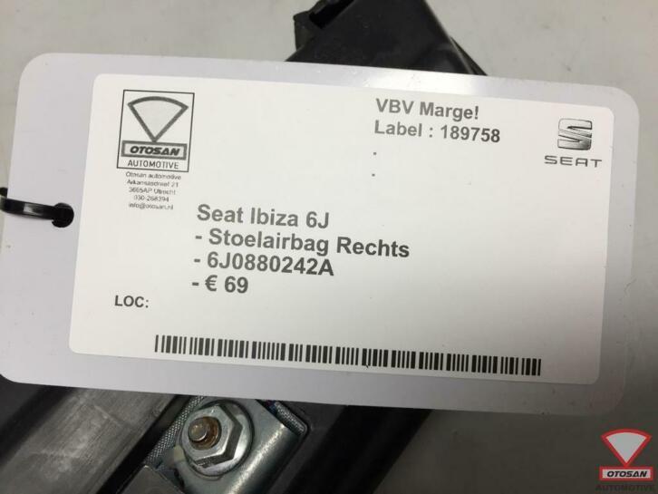 seat ibiza 6j vag stoelairbag stoel airbag rechts 6j0880242a, Auto-onderdelen, Gebruikt, Autovia A-2, Km 585 585
08760  Martorell, ES