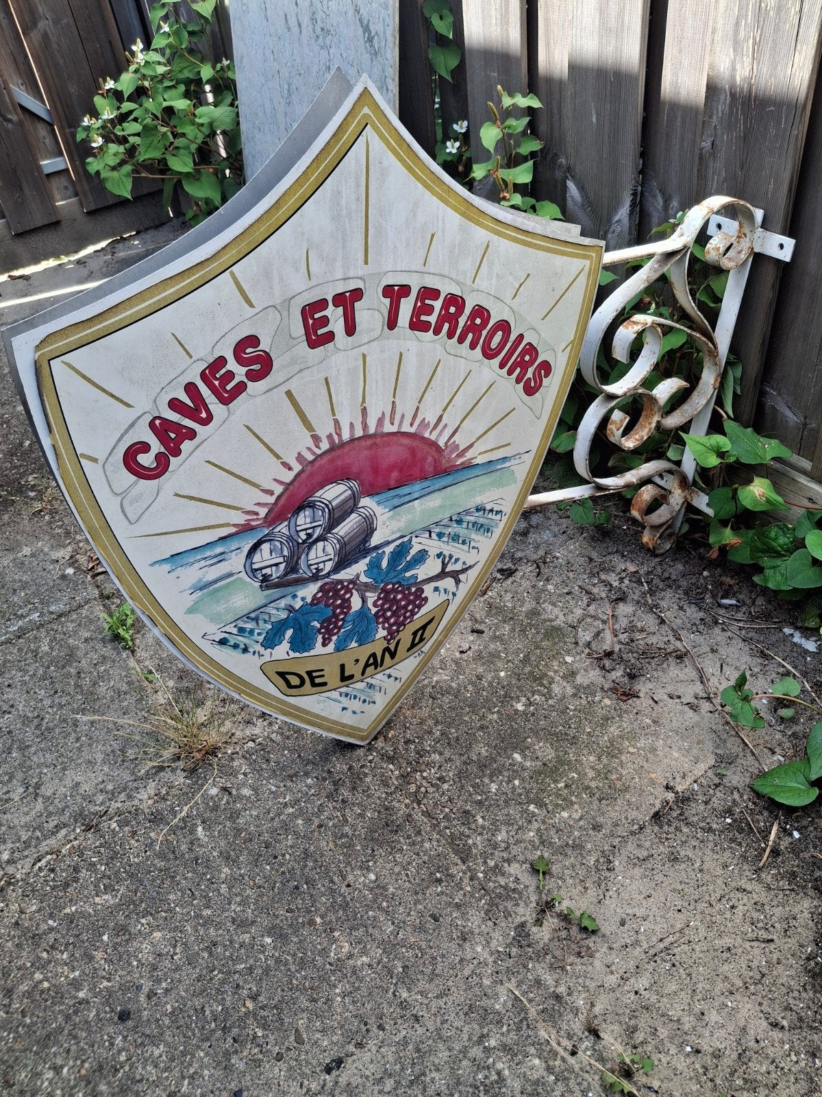 Vintage Frans Reclamebord "Caves et Terroirs", Ophalen