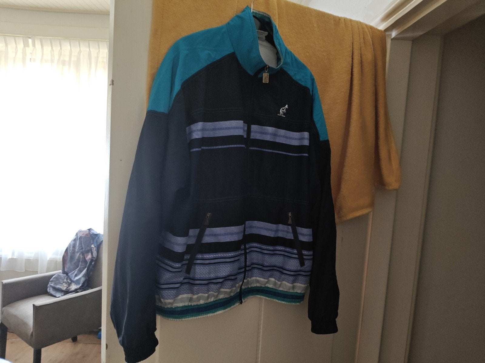 Australian jack uit de jaren 90, maat l (52), Ophalen, Maat 52/54 (L), Blauw, Gedragen