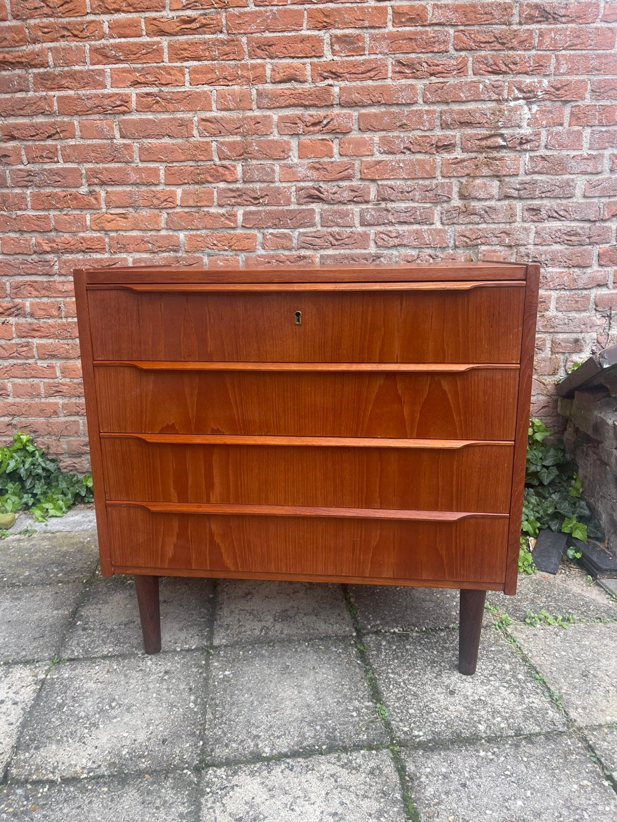 Vintage 4-ladenkastje I teakhout, Ophalen, O, O, Teakhout