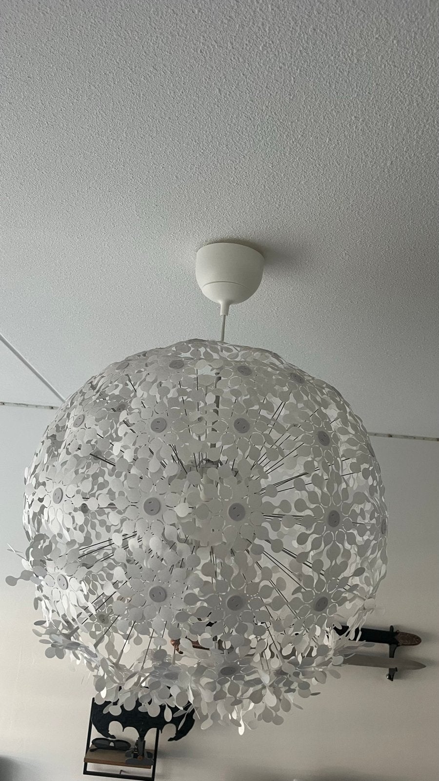 IKEA Maskros hanglamp - Witte bloemvormige lamp, Ophalen, Gebruikt, Kunststof, E27 (groot)