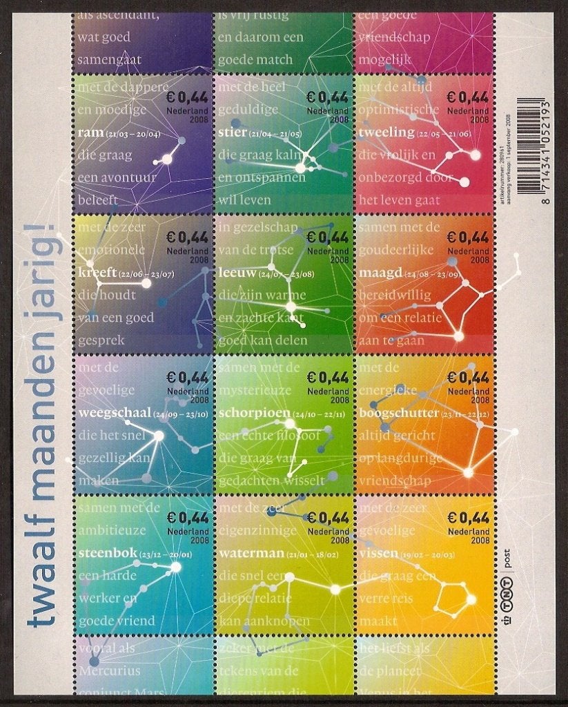 Nederland NVPH nr 2581/92 postfris Sterrenbeelden 2008, Ophalen of Verzenden, Na 1940, Postfris