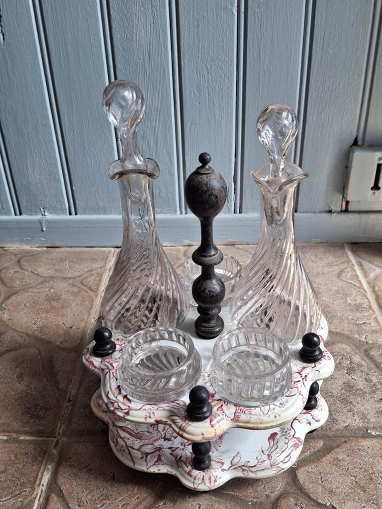 Antieke Salins Cruet Set met Karaffen en glazen vaatjes, Ophalen of Verzenden