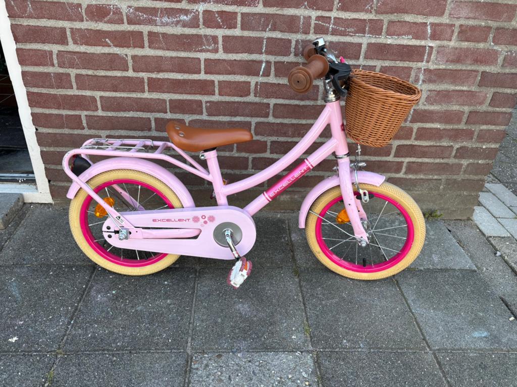 Excellent meisjes fiets 14 inch., Ophalen of Verzenden, Zo goed als nieuw, Terugtraprem, Minder dan 16 inch