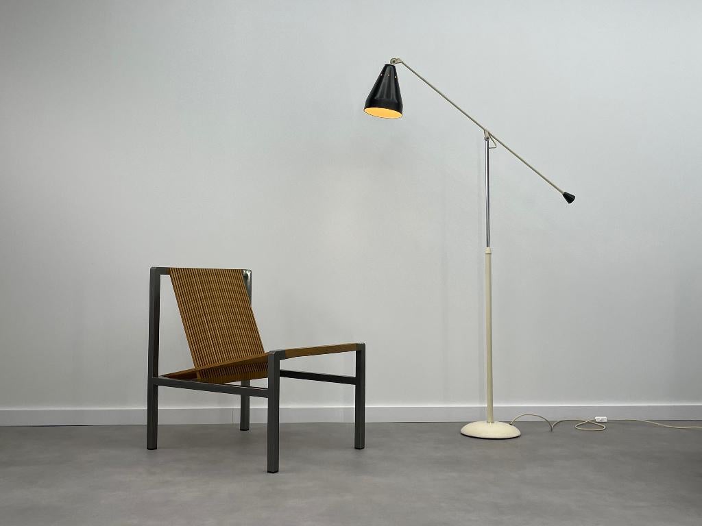 Wim Rietveld model 6322 vintage vloerlamp voor Gispen, Ophalen, Zo goed als nieuw, Metaal, 150 tot 200 cm
