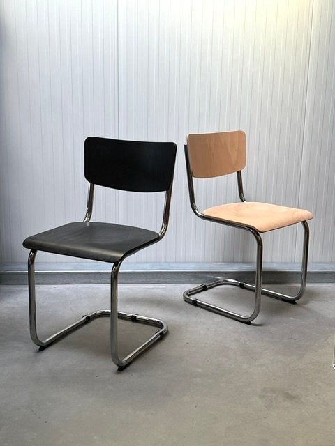 Retro sledestoelen nieuw eetkamerstoelen buisframe prijs p/s, ., Zwart, Vintage, Nieuw