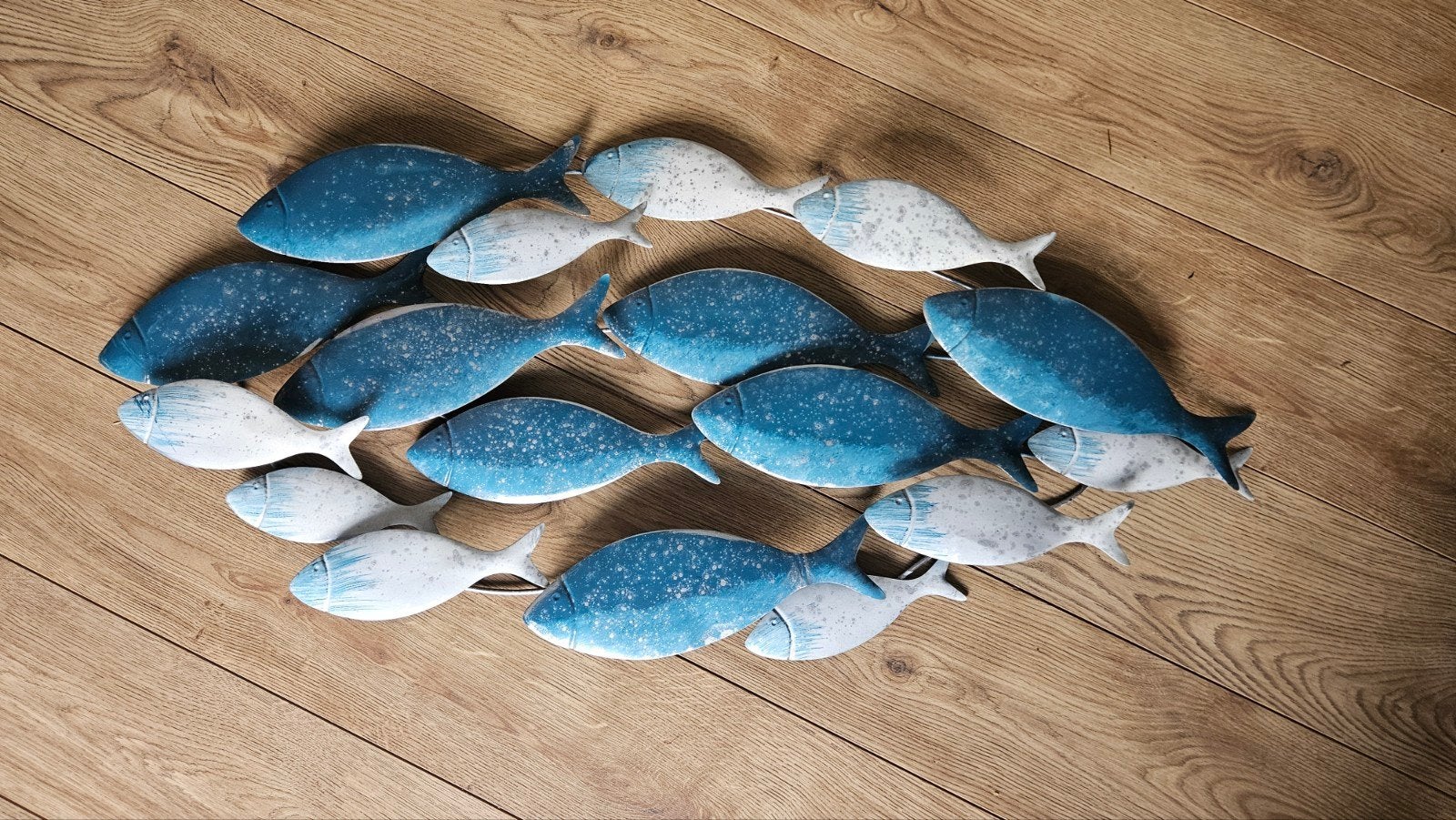 Wanddecoratie Vissen - Blauw/Wit, Blauw, Ophalen of Verzenden, Zo goed als nieuw, Metaal
