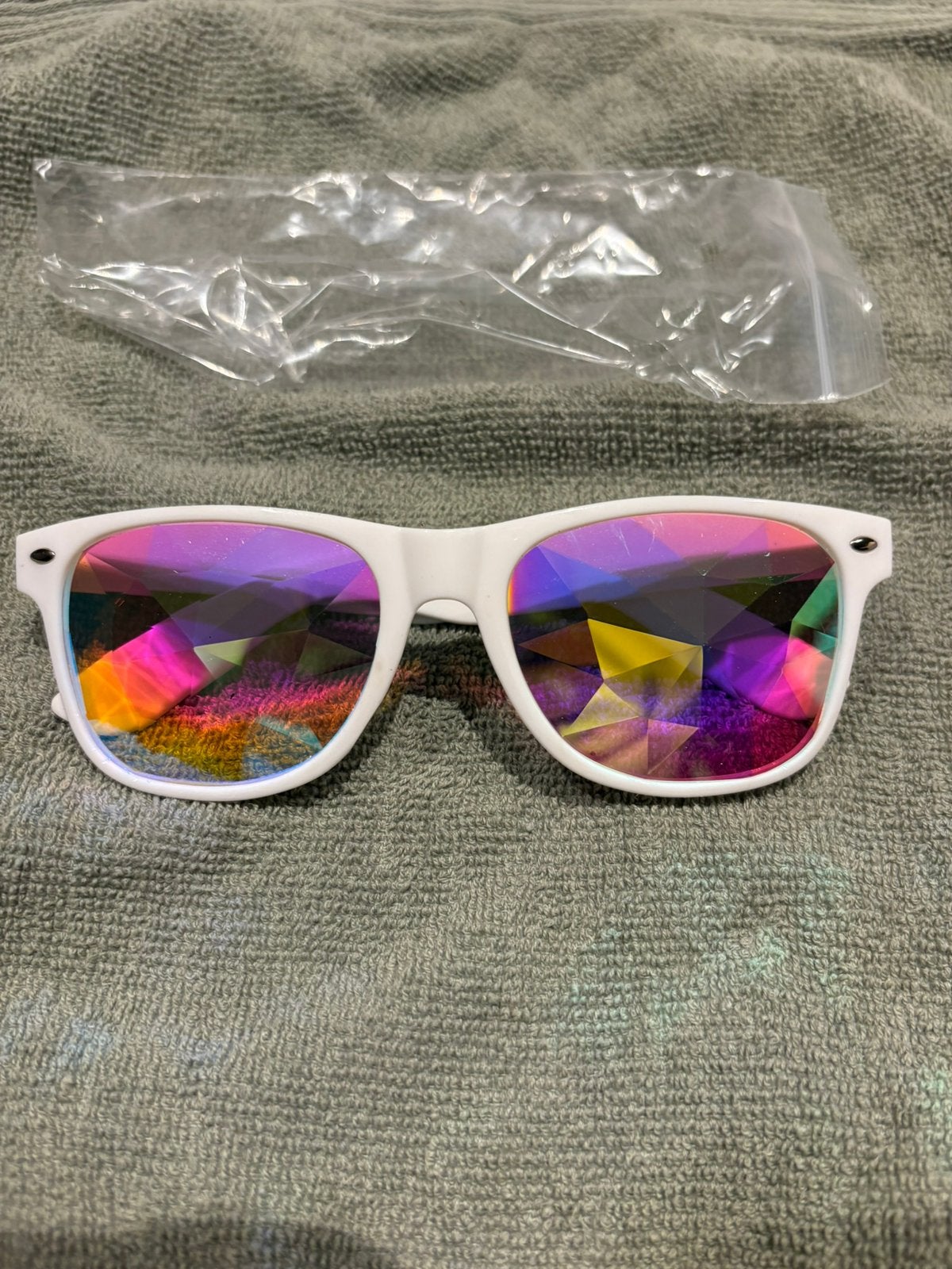 Witte Kaleidoscoop Brillen - Wayfarer, Overige merken, Wit, Ophalen of Verzenden, Zo goed als nieuw