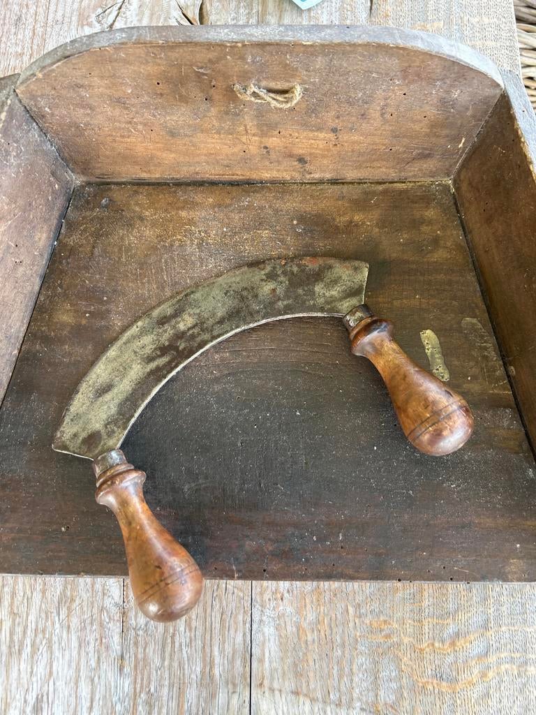 Antieke hakblok met mes - Vintage keukengereedschap, Antiek en Kunst, Ophalen of Verzenden