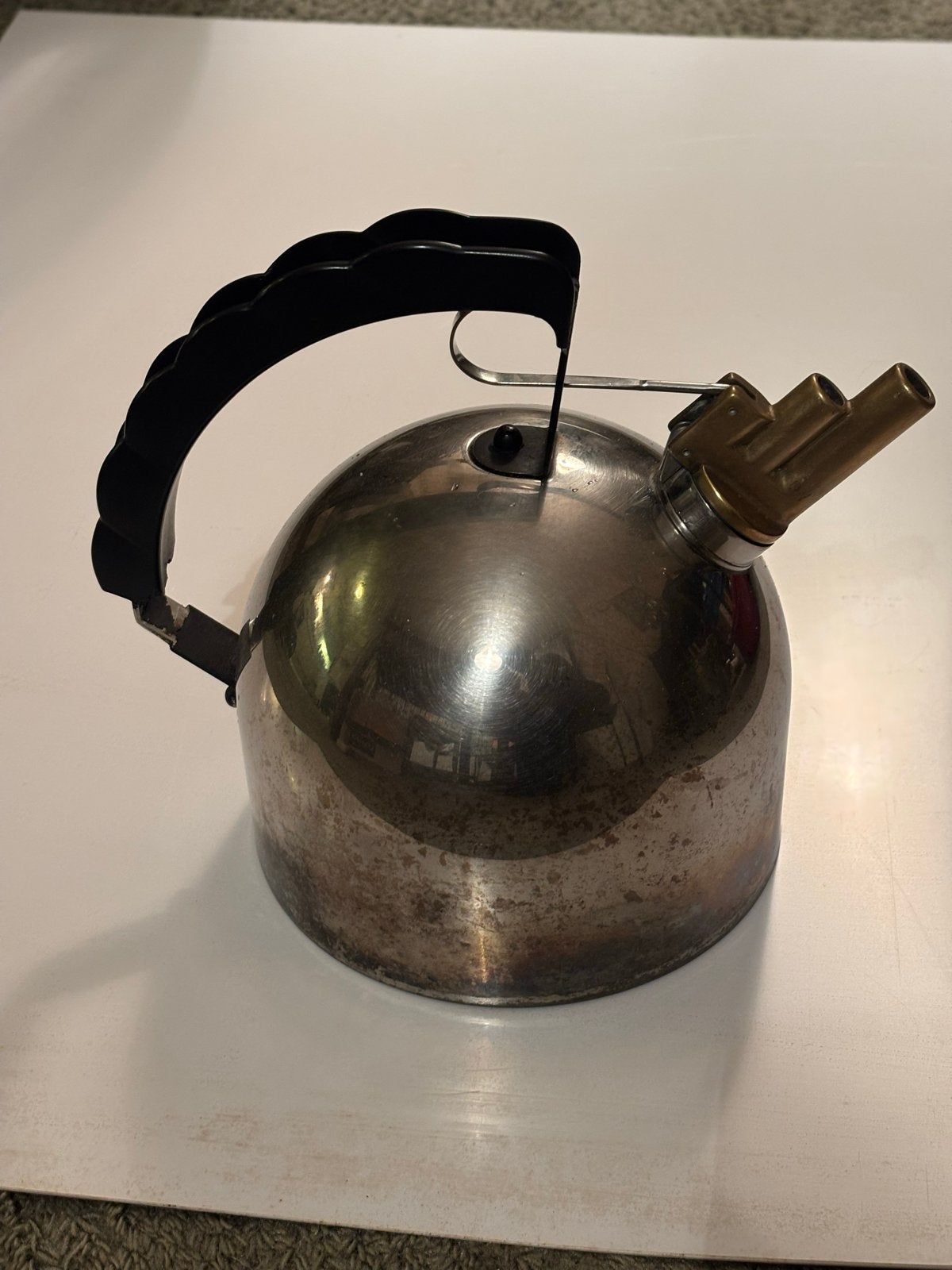 Vintage fluitketel - 9091 Alessi, Gebruikt, Zilver, Metaal, Ophalen