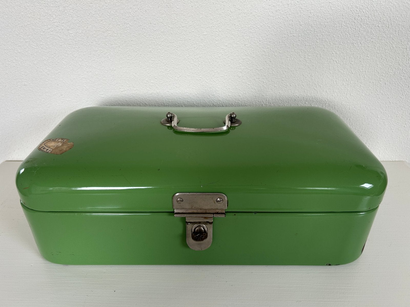 Antieke Nederlandse emaille broodtrommel, Ophalen of Verzenden
