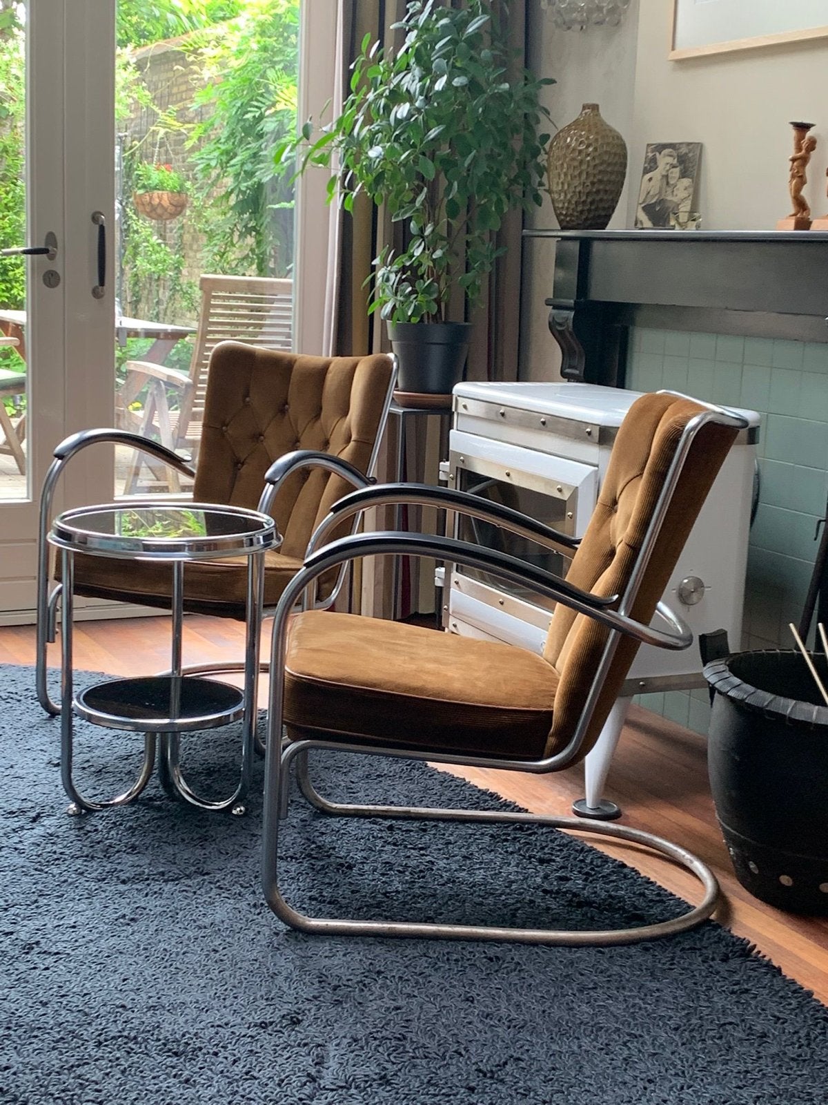 Gispen 412 fauteuil - Vintage design stoel, Ophalen, Gebruikt, 75 tot 100 cm, Metaal