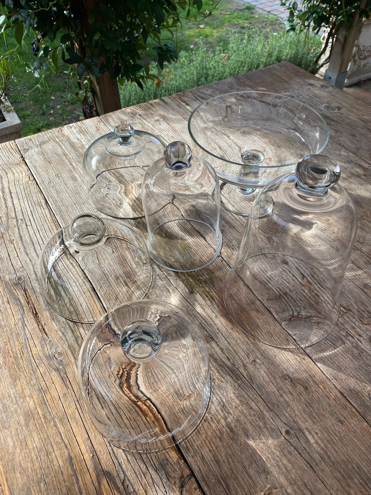 Glazen gebaksstolpen / cloches voor high tea, Ophalen, Gebruikt, Glas