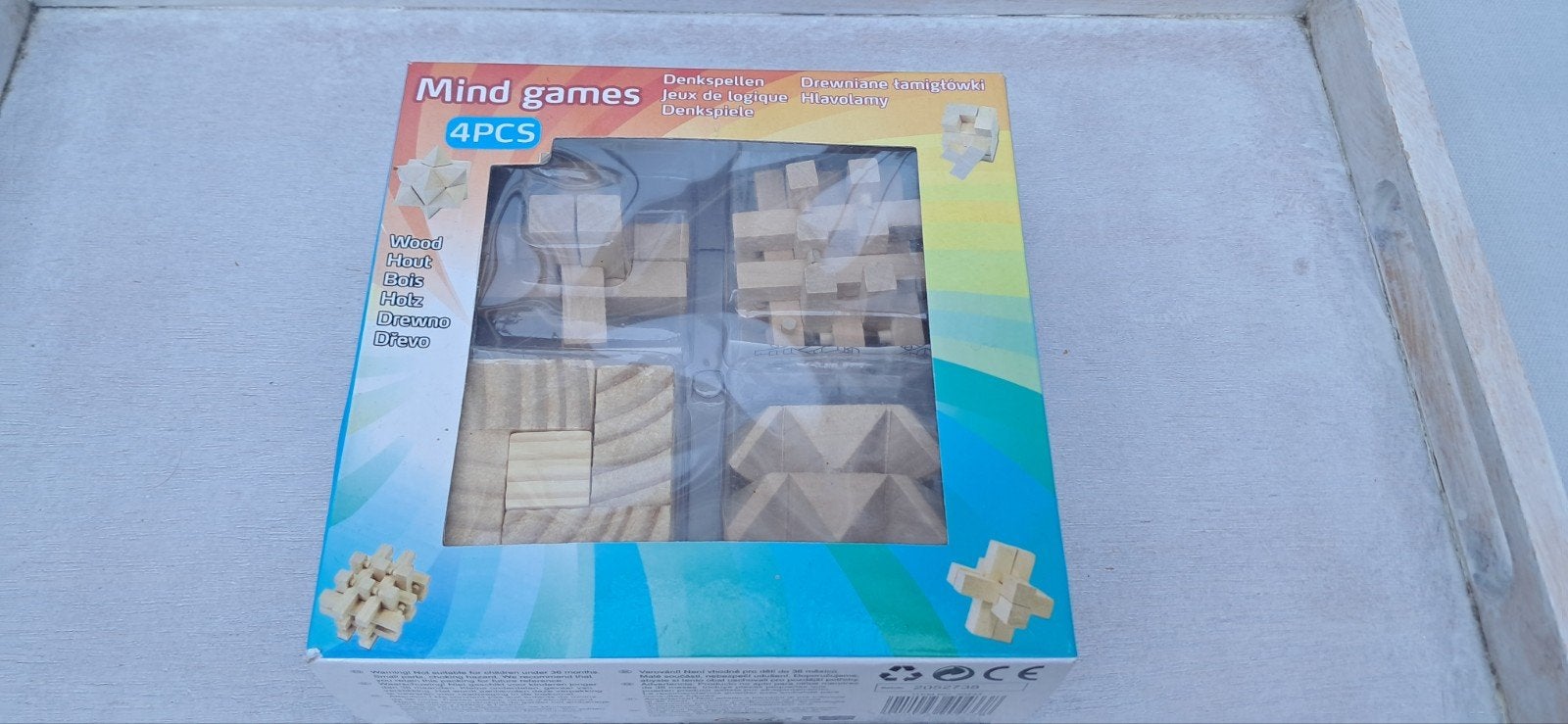 4 Houten Denkspellen - Mind Games Puzzel Set, Ophalen of Verzenden, Zo goed als nieuw, Rubik's of 3D-puzzel