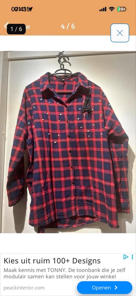 L , western blouse ruit rood/blauw izgsy, Ophalen of Verzenden, Zo goed als nieuw, Maat 42/44 (L), Rood