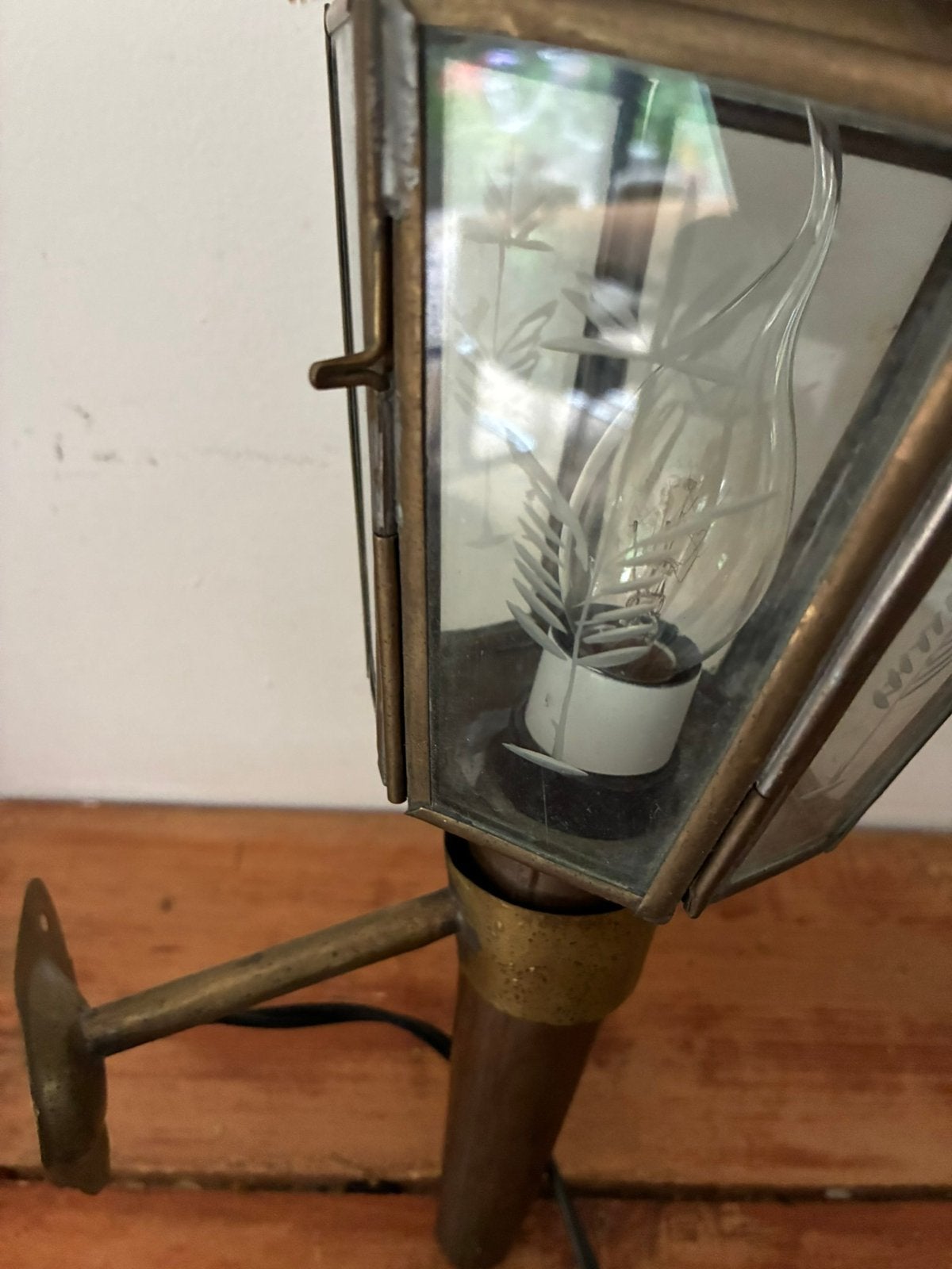 Koets lantaarn koper met geslepen glas koper/messing, Ophalen of Verzenden