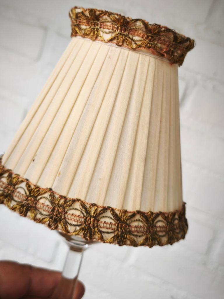Vintage geplooide lampenkapjes / boudoir stijl – jaren 50/60, Ophalen of Verzenden, Gebruikt, Crème, Rechthoekig