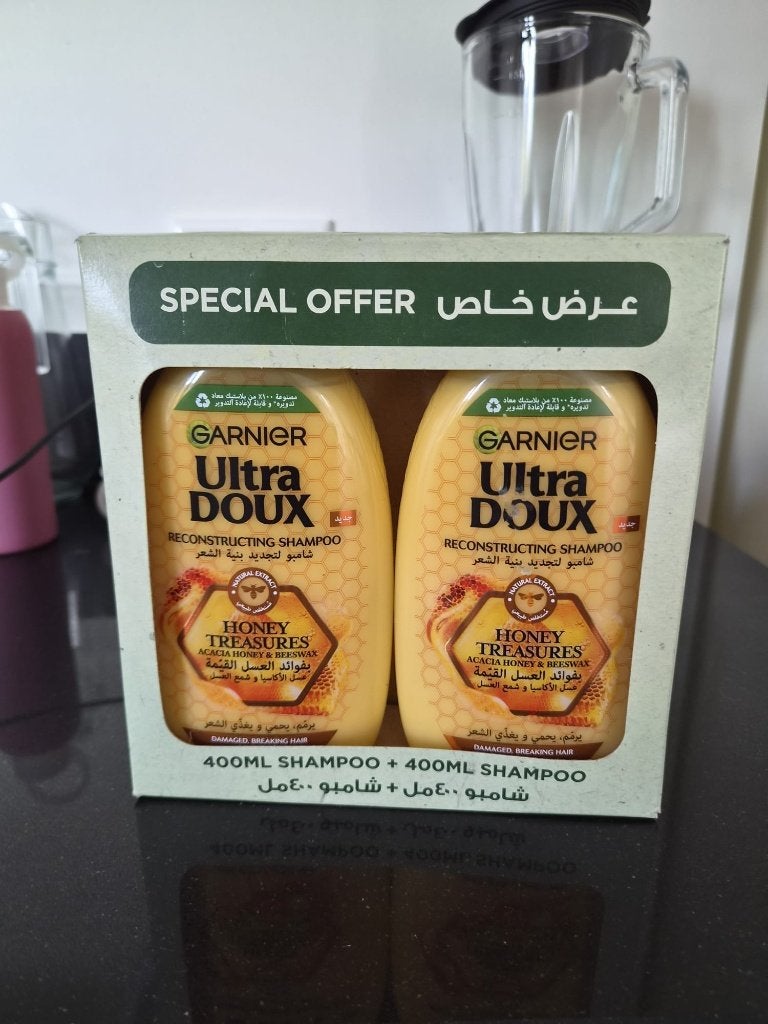 Garnier Ultra Doux Honey shampoo, 2x400ml, sealed, unopened, Ophalen, Nieuw, Shampoo of Conditioner