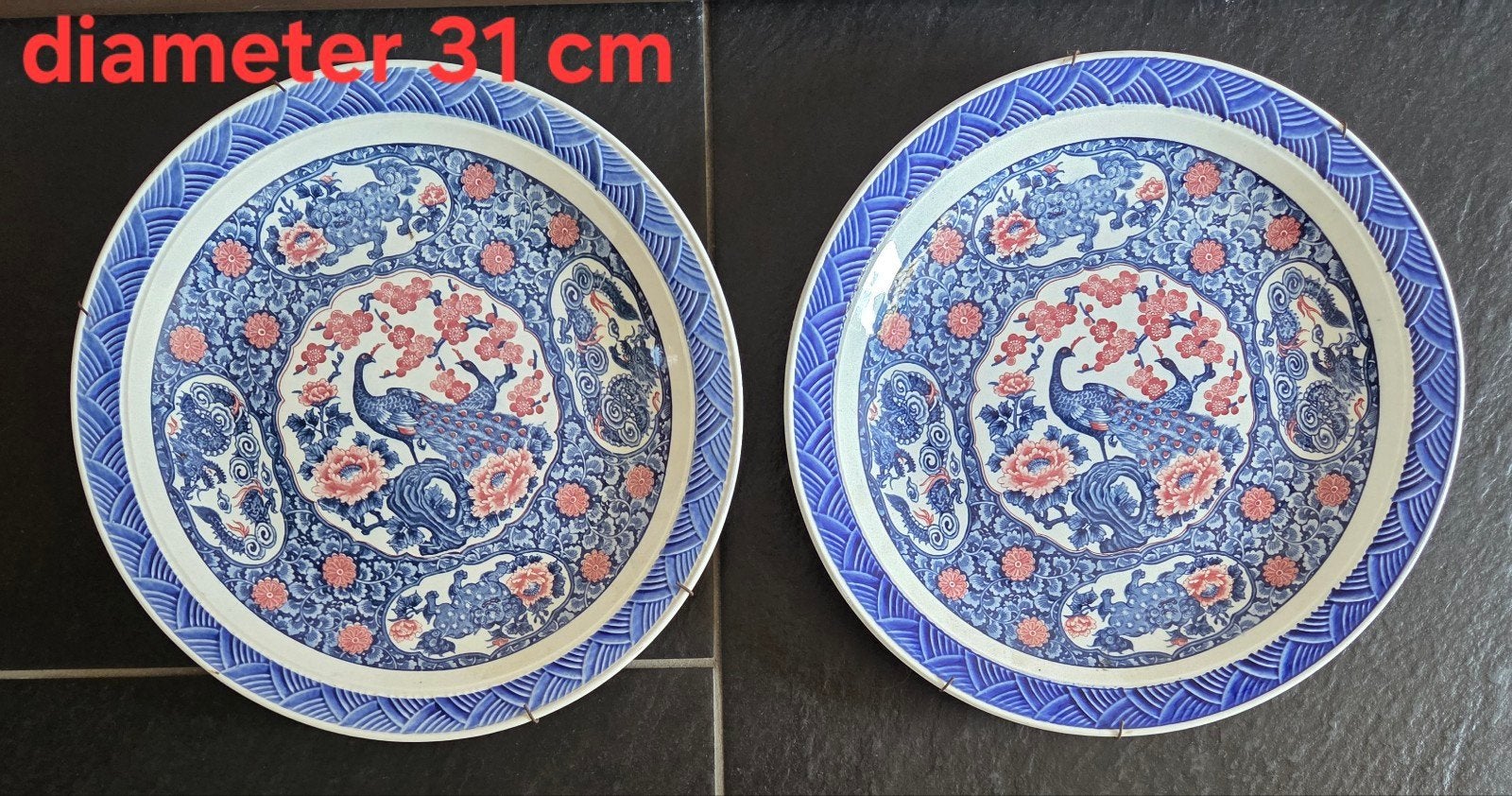 Set van 2 antieke Japanse borden met vogelmotieven, Antiek en Kunst, Ophalen of Verzenden