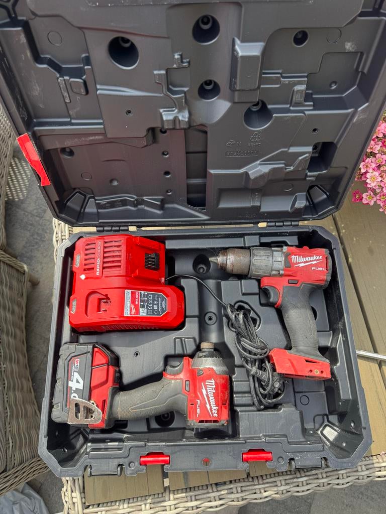Milwaukee combiset FID2 + FPD2 met accu, oplader en kist, Doe-het-zelf en Verbouw, Gereedschap | Boormachines, Ophalen of Verzenden
