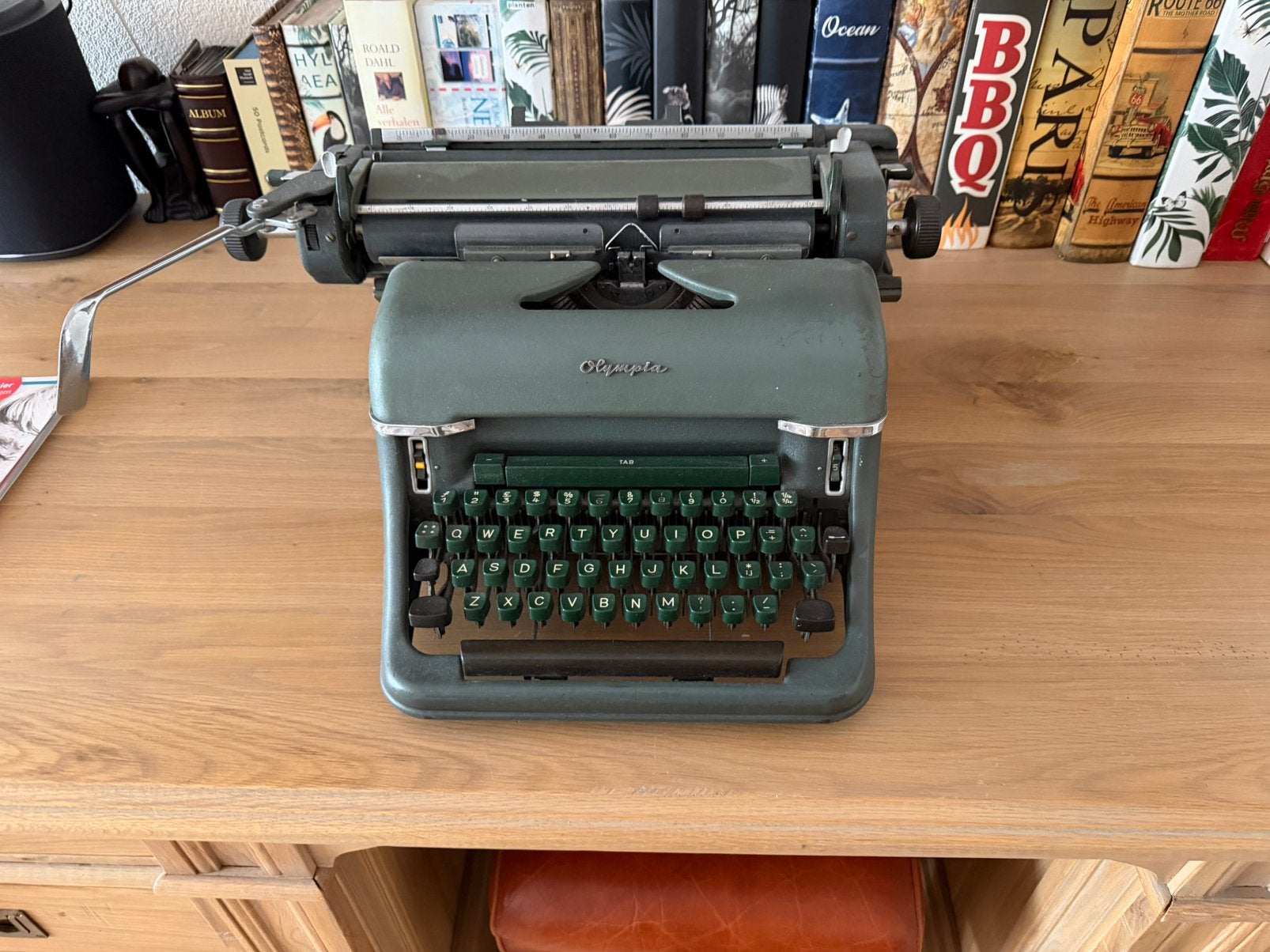 Olympia Schrijfmachiene groen, Ophalen
