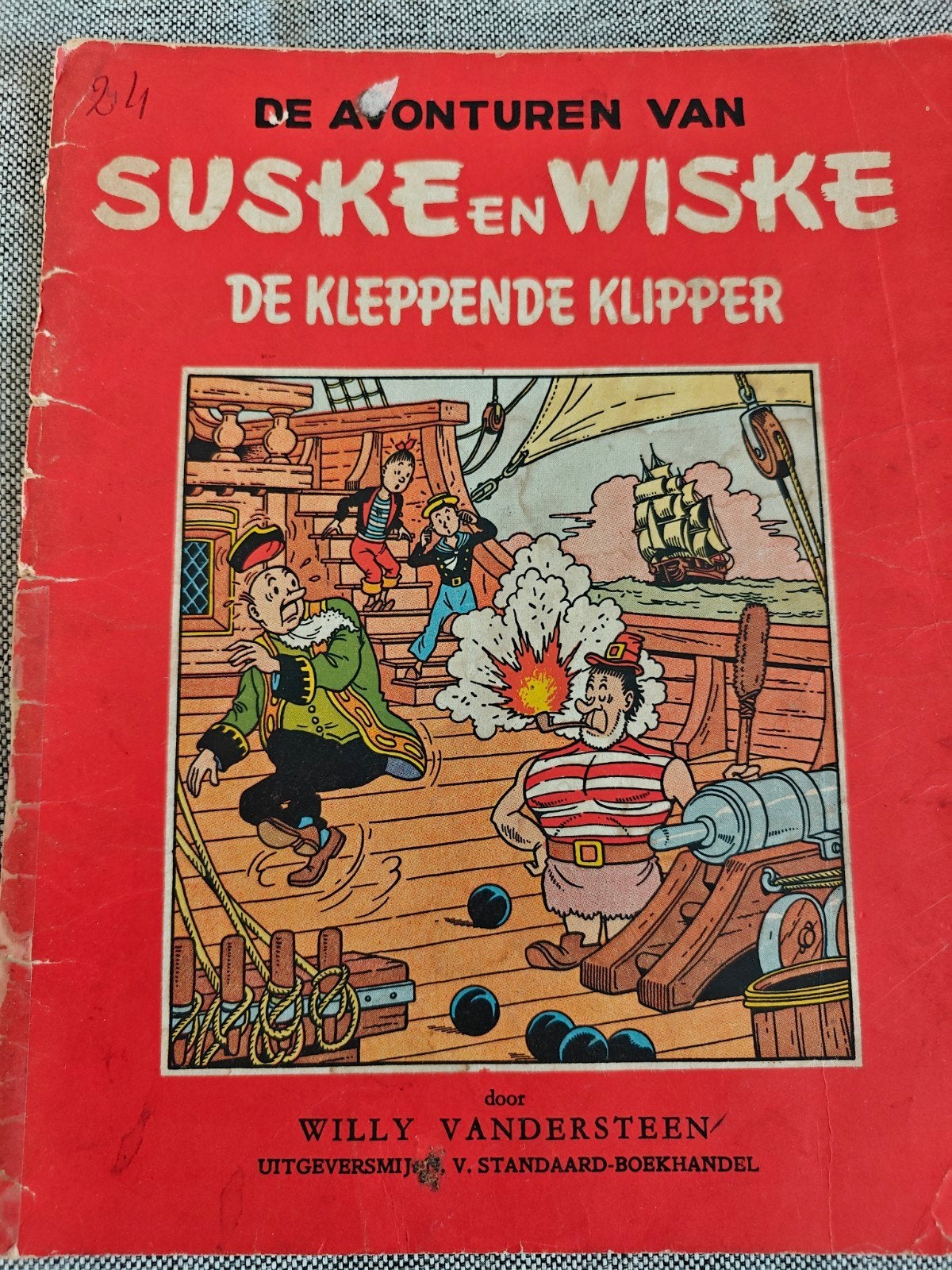Suske en Wiske De Kleppende Klipper 1e druk 1955 vlaams, Eén stripboek, Ophalen, Gelezen