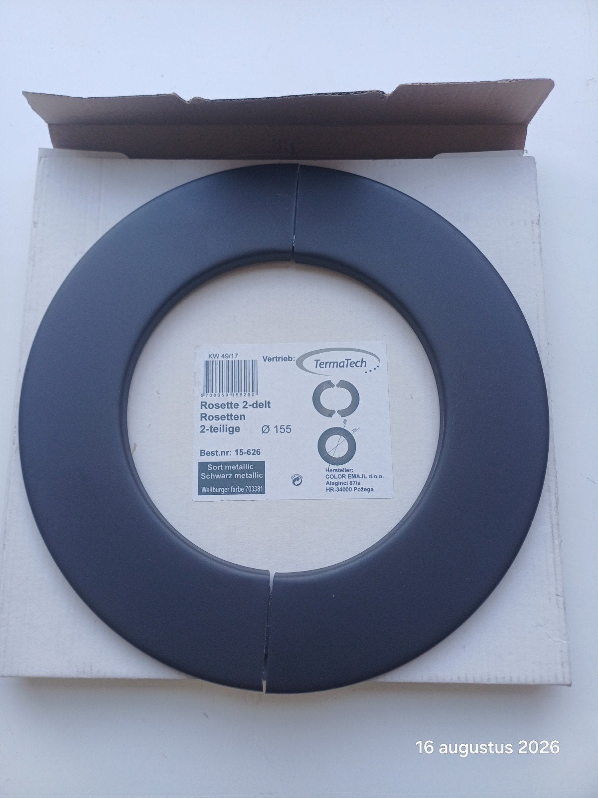 Rozet voor kachelpijp 155mm 2 delig, Huis en Inrichting, Kachels, Ophalen of Verzenden, Zo goed als nieuw, Hout, Houtkachel